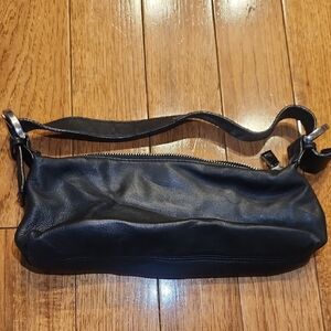 Express Women’s Black Genuine Leather Shoulder Baguette Bag